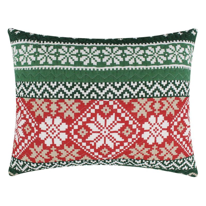 Greenland Home Fashion Fair Isle Ultra Comfortable Pillow Sham Standard Red