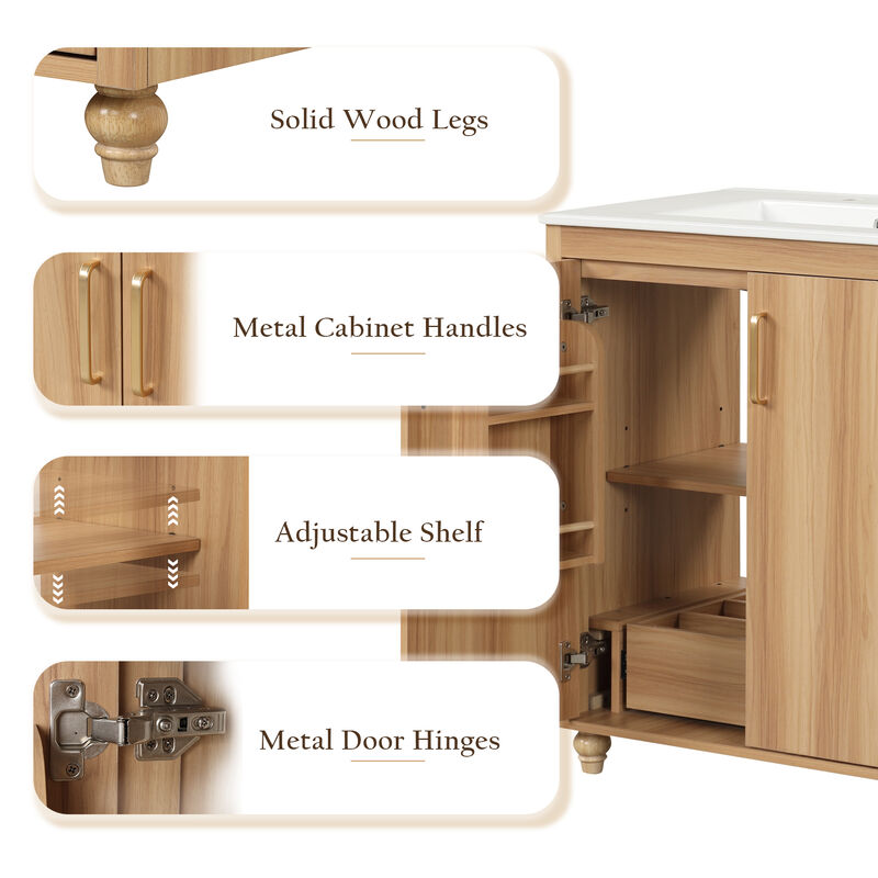 Merax Multi-functional Bathroom Vanity  Cabinet  Solid Wood