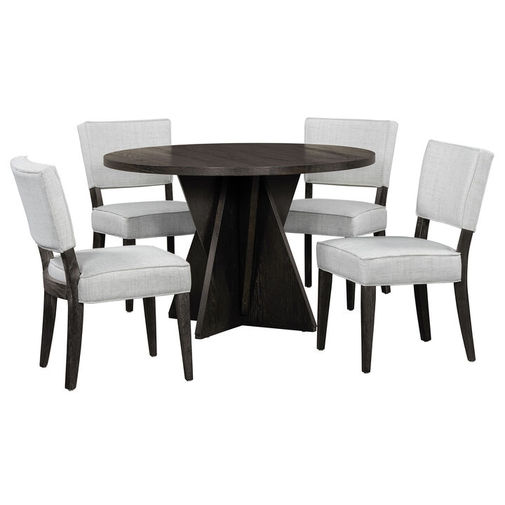 Merax Retro 5-Piece Round Dining Table Chairs Set