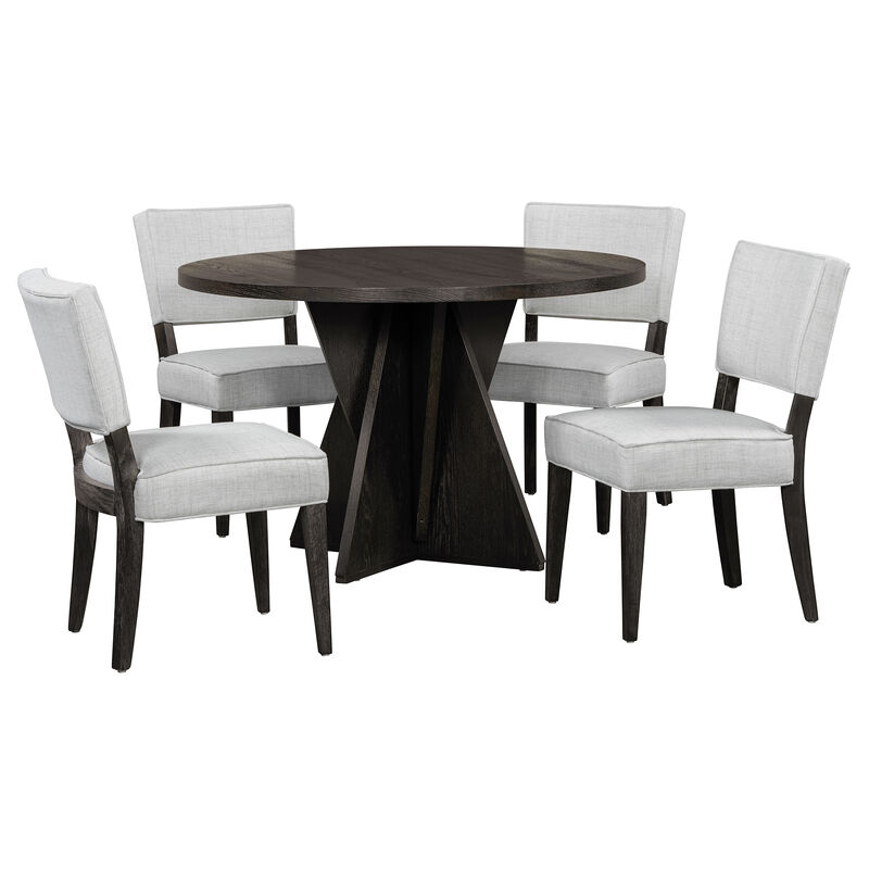 Merax Retro 5-Piece Round Dining Table Chairs Set