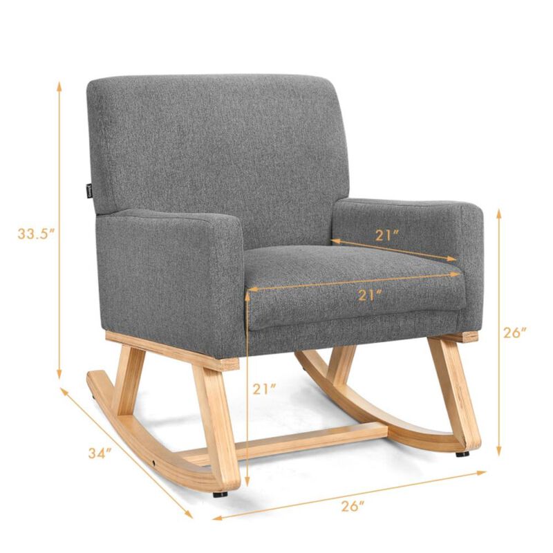 Hivvago Upholstered Rocking Chair with and Solid Wood Base