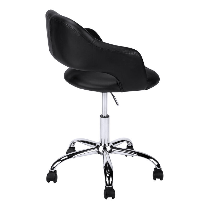 Monarch Specialties I 7298 Office Chair, Adjustable Height, Swivel, Ergonomic, Armrests, Computer Desk, Work, Metal, Pu Leather Look, Black, Chrome, Contemporary, Modern