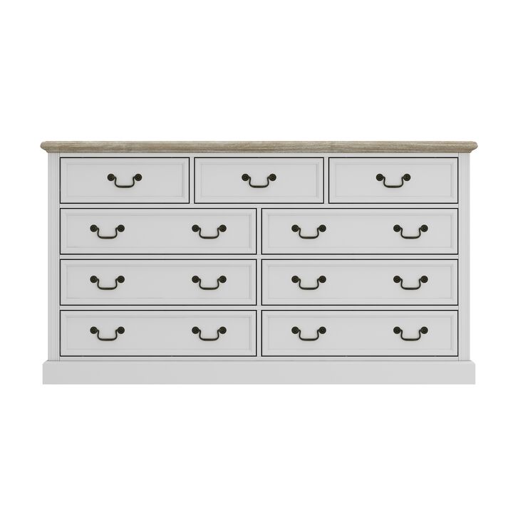FUFU&GAGA Modern 9-Drawer Dresser with Spacious Storage for Bedroom & Living Room, (59" W x 33" H x 15.9" D), White