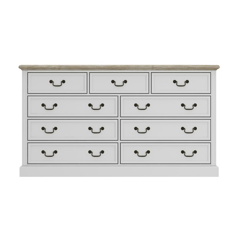 FUFU&GAGA Modern 9-Drawer Dresser with Spacious Storage for Bedroom & Living Room, (59" W x 33" H x 15.9" D), White