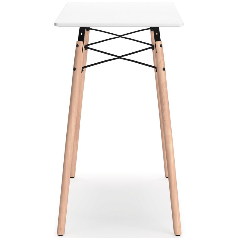 Laara Home Office Desk, White, Brown Wood, Metal Leg Braces, 36 Inch - Benzara