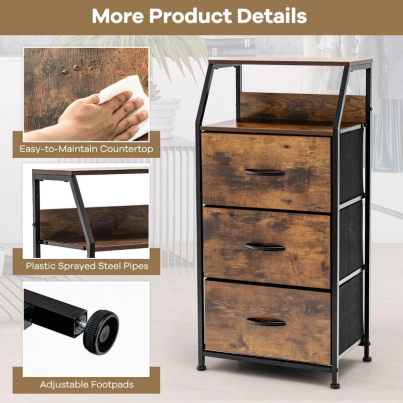 Hivvago Freestanding Cabinet Dresser with Wooden Top Shelves-M