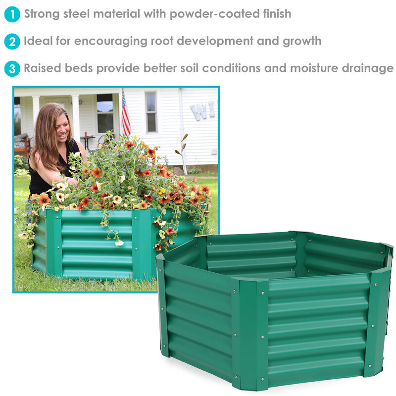 Sunnydaze Powder-Coated Steel Hexagon Raised Garden Bed - 41 in