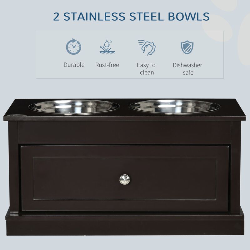 Brown Pet Dining Station: Elevated Dog Bowls with Storage for Large Dogs