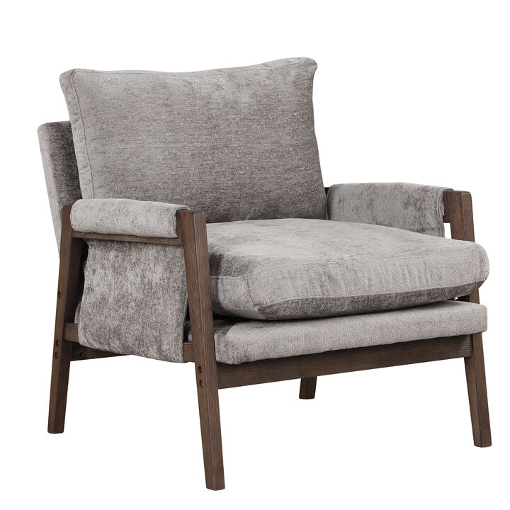 Mid-Century Modern Velvet Accent Chair,Leisure Chair with Solid Wood and Thick Seat Cushion