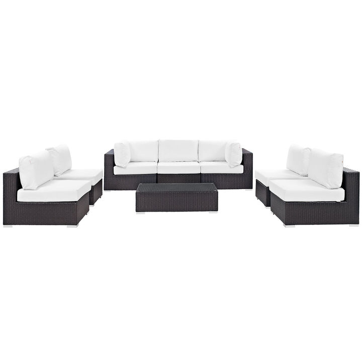Convene 8 Piece Outdoor Patio Sectional Set - Espresso White