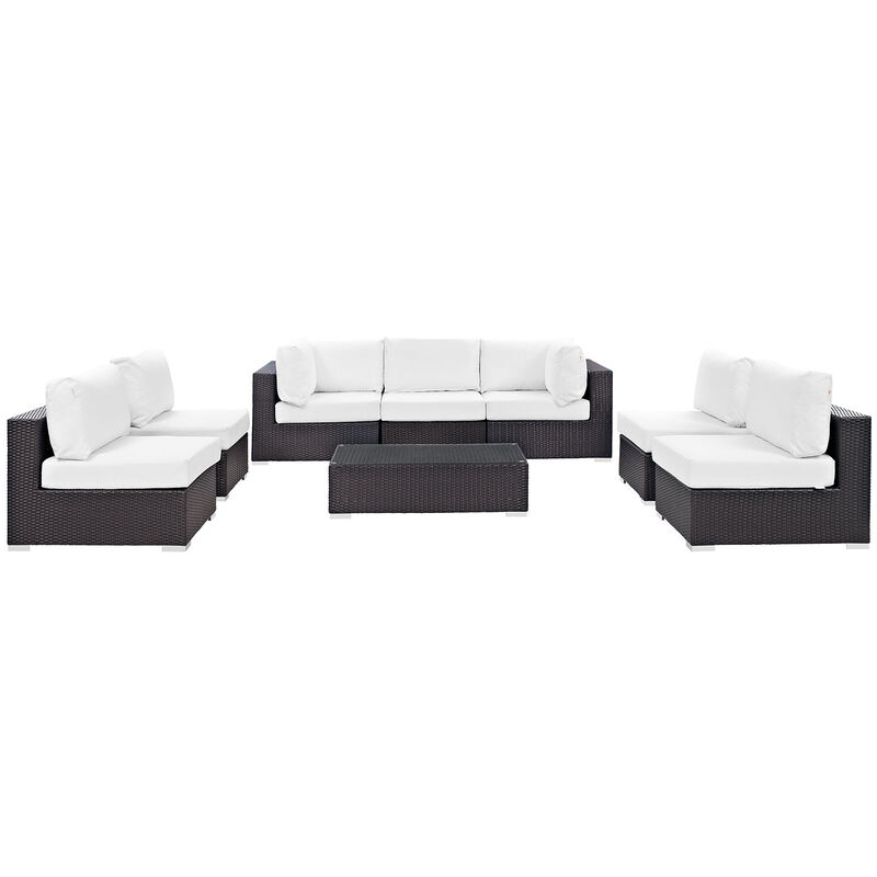 Convene 8 Piece Outdoor Patio Sectional Set - Espresso White