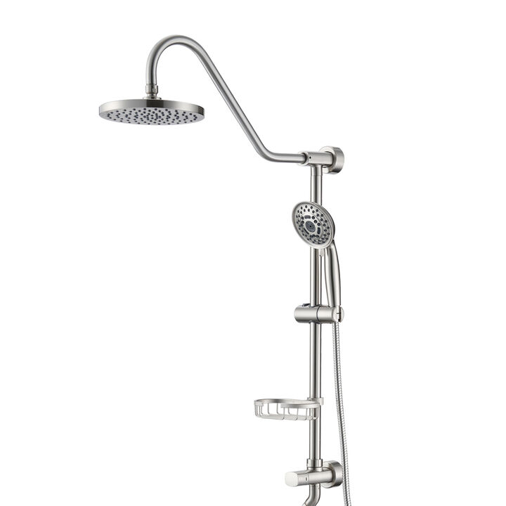 Shower Head With Handheld Shower System With 8" Rain Shower Head