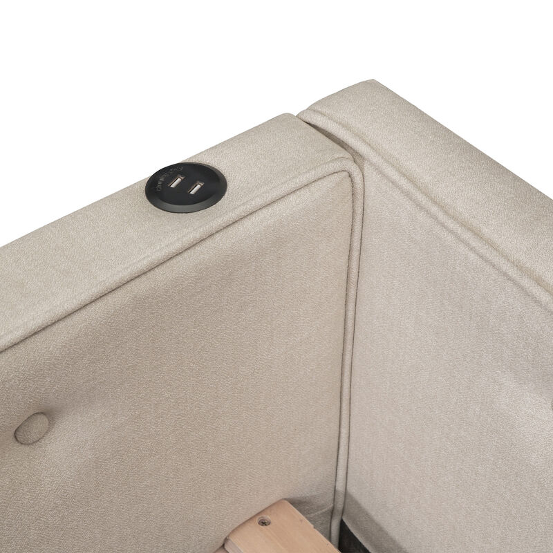 Merax Upholstered Platform Bed with USB and Trundle