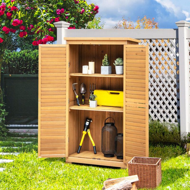 Hivvago Outdoor Wooden Garden Tool Storage Cabinet