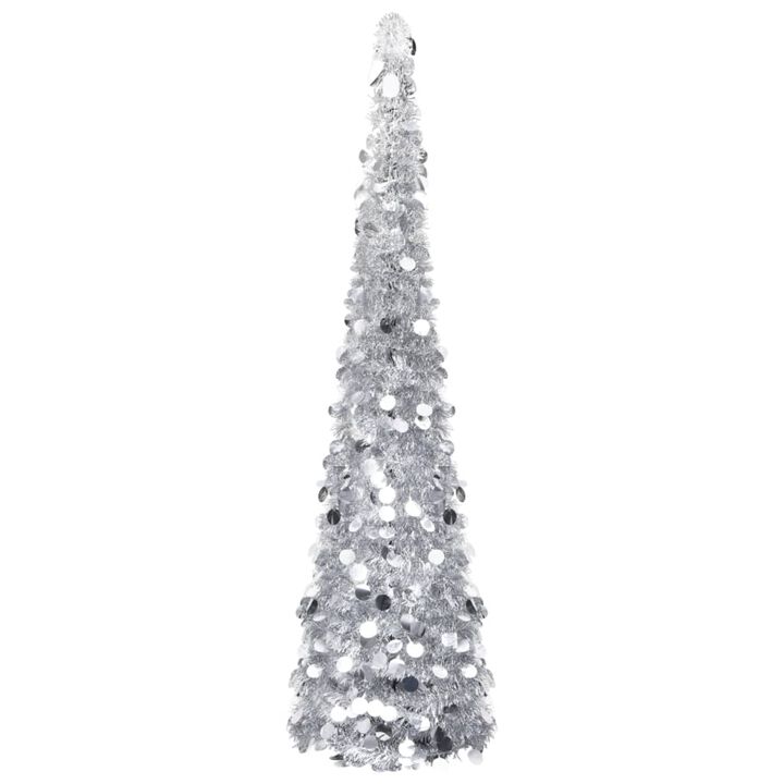 vidaXL Pop-up Artificial Christmas Tree Silver 47.2" PET