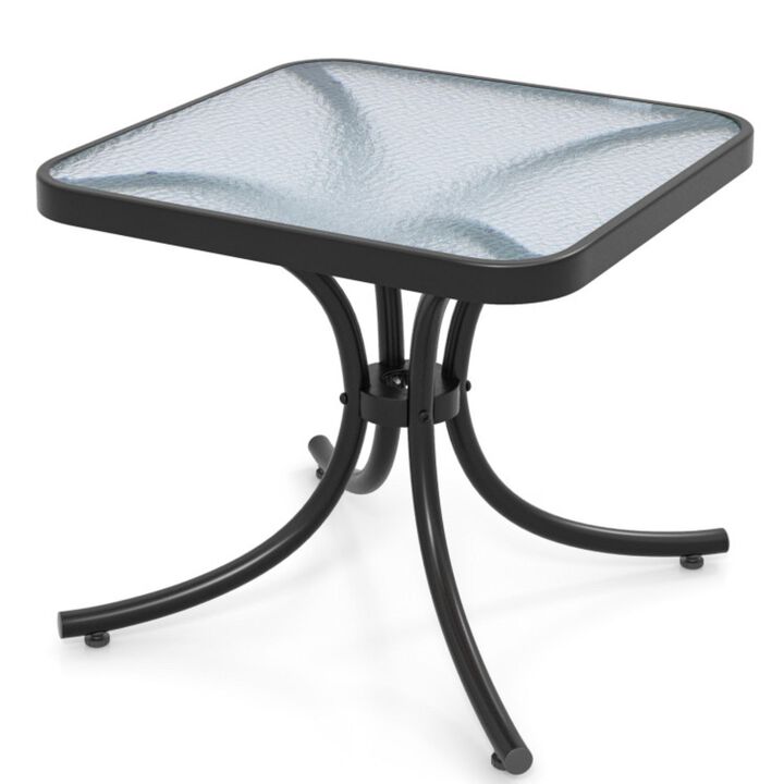 Hivvago Tempered Glass Top Patio Table with Heavy-duty Metal Frame for Garden Poolside-Black