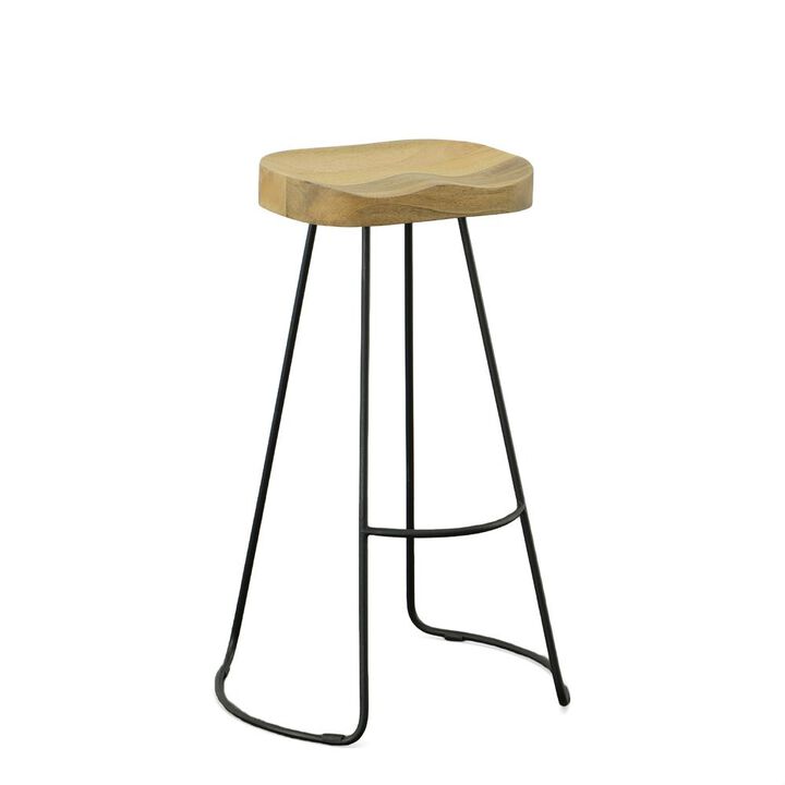 Carolina Living Saga 31 Barstool - Set of 2 - Natural Seat - Black Base