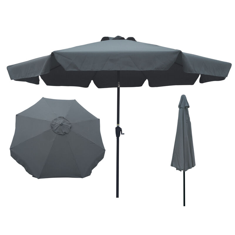 Outdoor Patio Umbrella 10FT With Flap, 8 Pieces Ribs With Tilt An Crank, Without Base