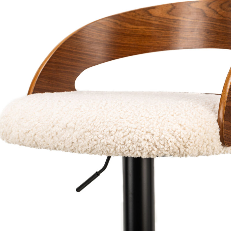 VICTORIA Set of 2 Wood and Leather Bar Stools