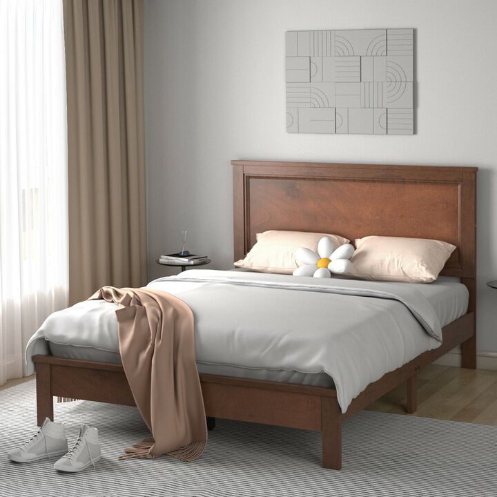 Full Size Platform Slat Bed Frame with High Headboard