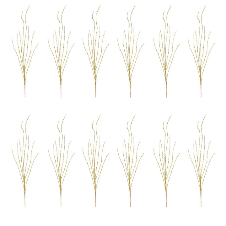 Set of 12 Holiday Tinsel Branches – Sparkling Stems for Christmas Decor