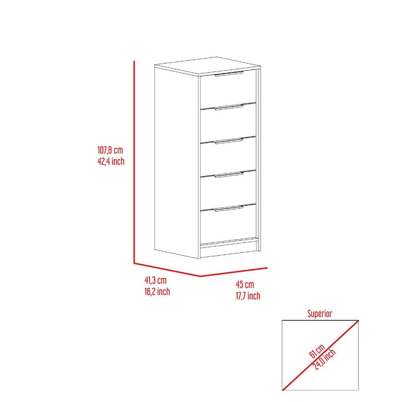 5 Drawers Dresser Maryland, Bedroom, Smoky Oak / White