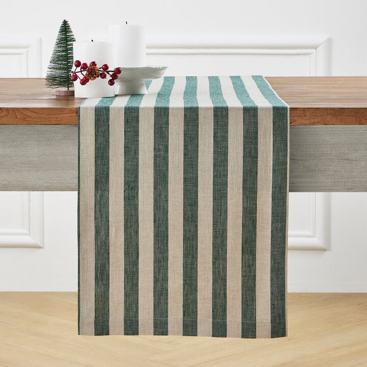 Solino Home 100% Pure Linen Table Runner 14 x 72 Inch | Sorrento Stripe