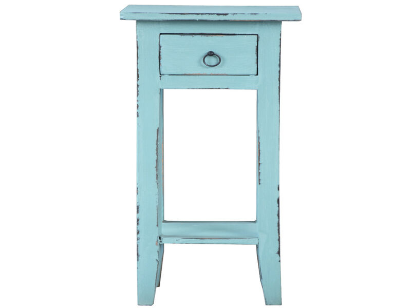 Shabby Chic Cottage 11.8 in. Square Solid Wood End Table with 1 Drawer