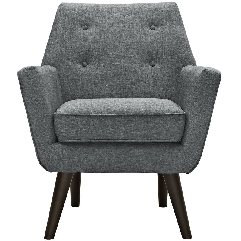 Modway Posit Mid-Century Modern Fabric Upholstered Accent Lounge Arm Chair In Gray