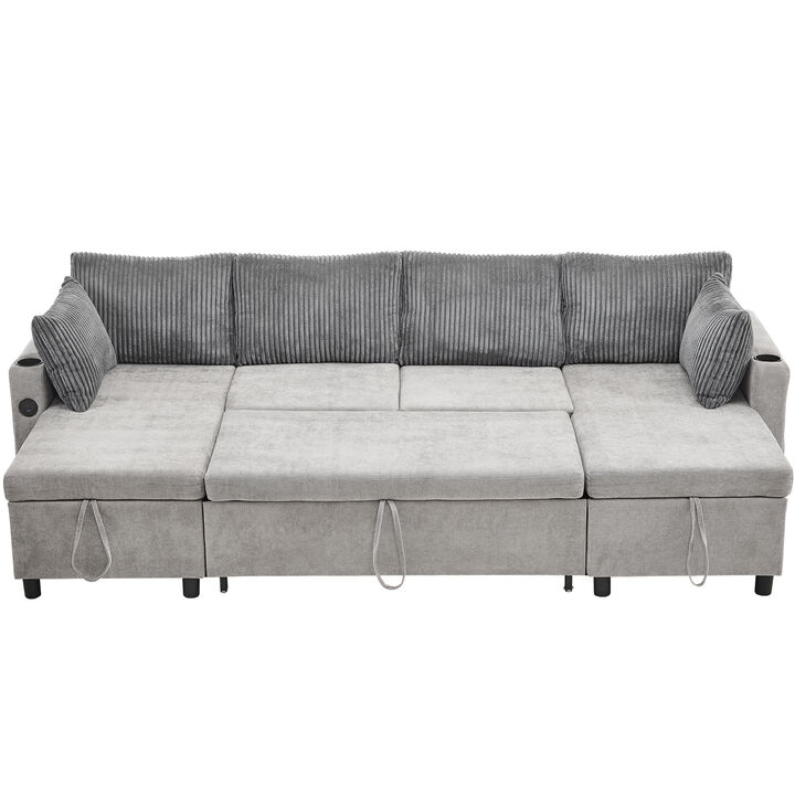 Merax Pull-out Sofa Bed with 2 Cup Holders