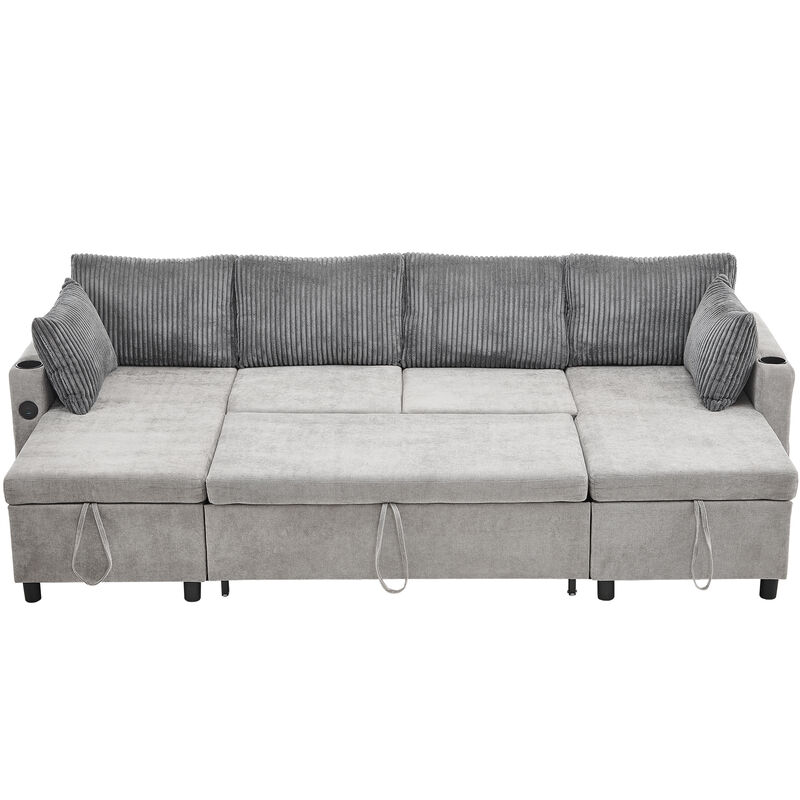 Merax Pull-out Sofa Bed with 2 Cup Holders