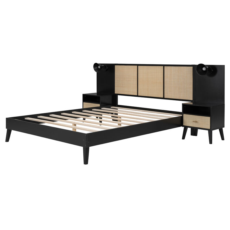 Merax Modern Platform Bed with 2 Nightstands