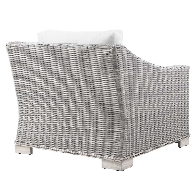 Modway Conway Outdoor Patio Wicker Rattan, Armchair, Light Gray White