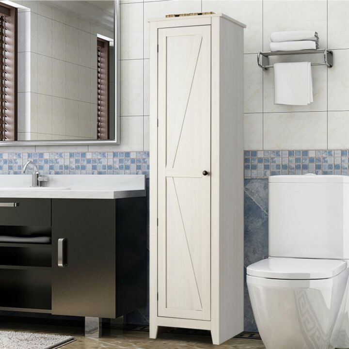 Hivvago Linen Tower Bathroom Storage Cabinet Tall Slim Side Organizer with Shelf