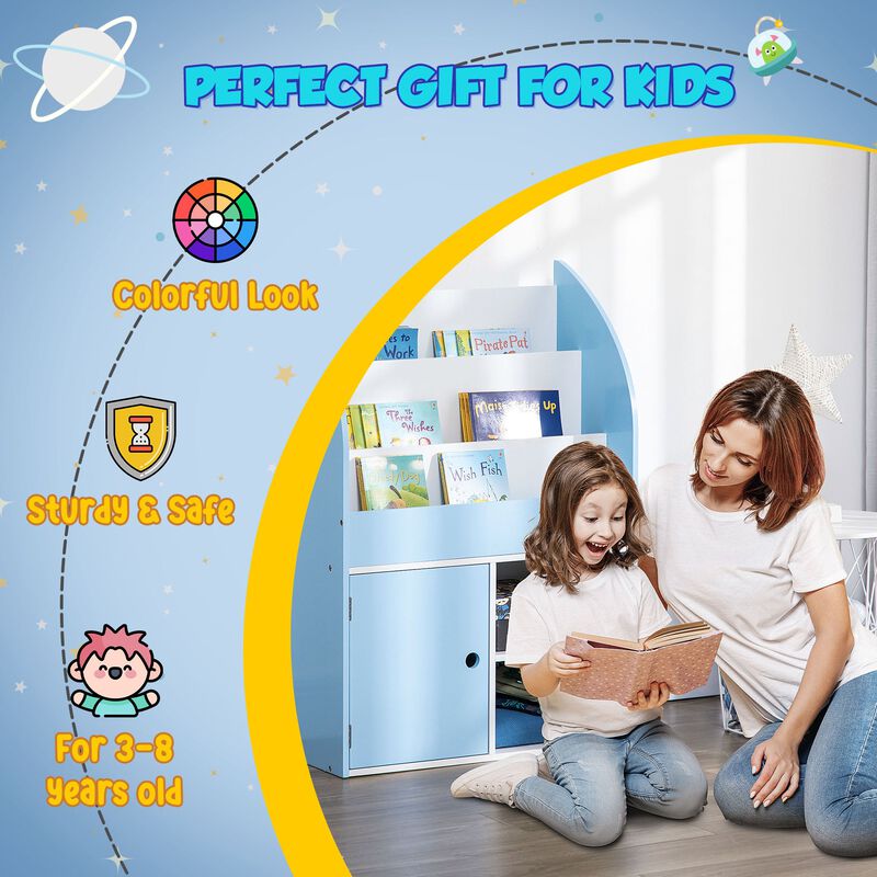Blue Kids' Organizer: Freestanding Bookshelf & Toy Storage Cabinet