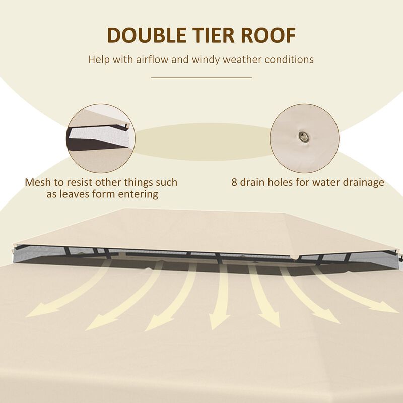 White Gazebo Cover: 12.8' x 9.5' Replacement Canopy with Double Vented Roof