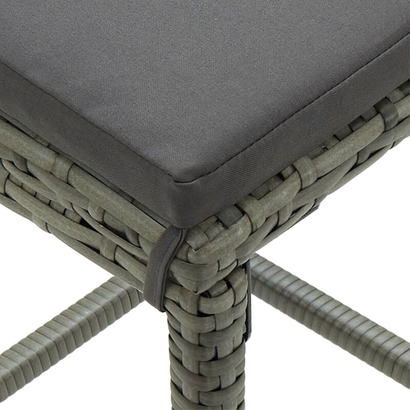 vidaXL 3 Piece Garden Bar Set with Cushions Poly Rattan Gray