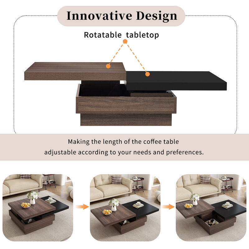 Merax Rotatable Top Square Coffee Table