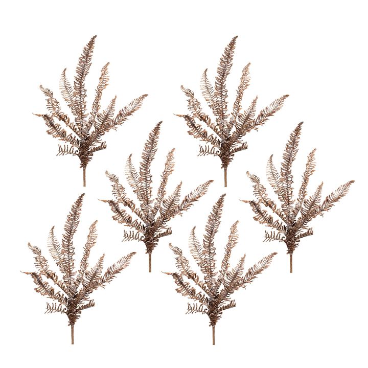 Icy Winter Fern Spray for Holiday and Winter Décor (Set of 6)