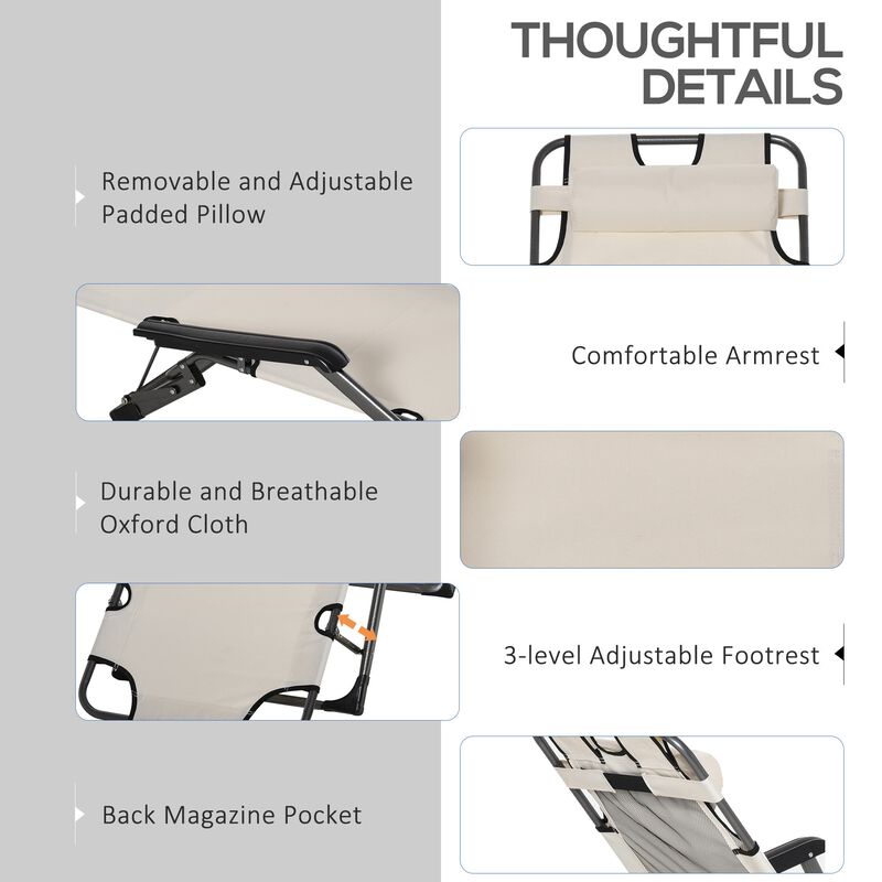 Outdoor Relaxation: Adjustable Footrest Lounge Chair with Pillow