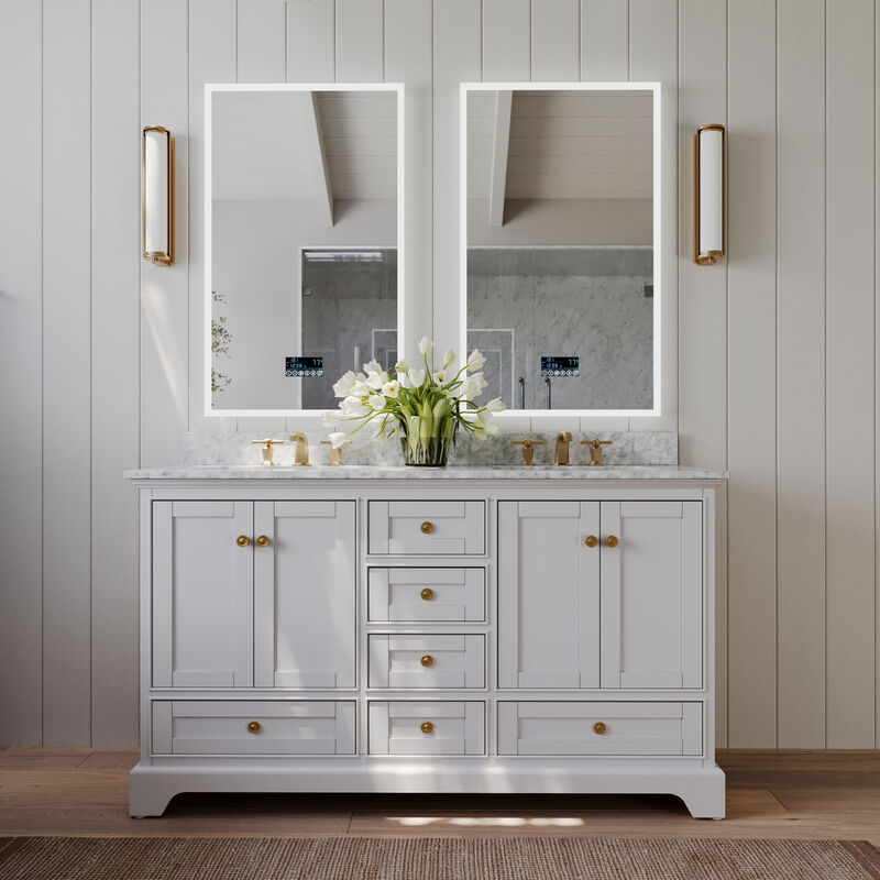 Audrey 66 in. Bath Vanity Set in White with Gold Hardware