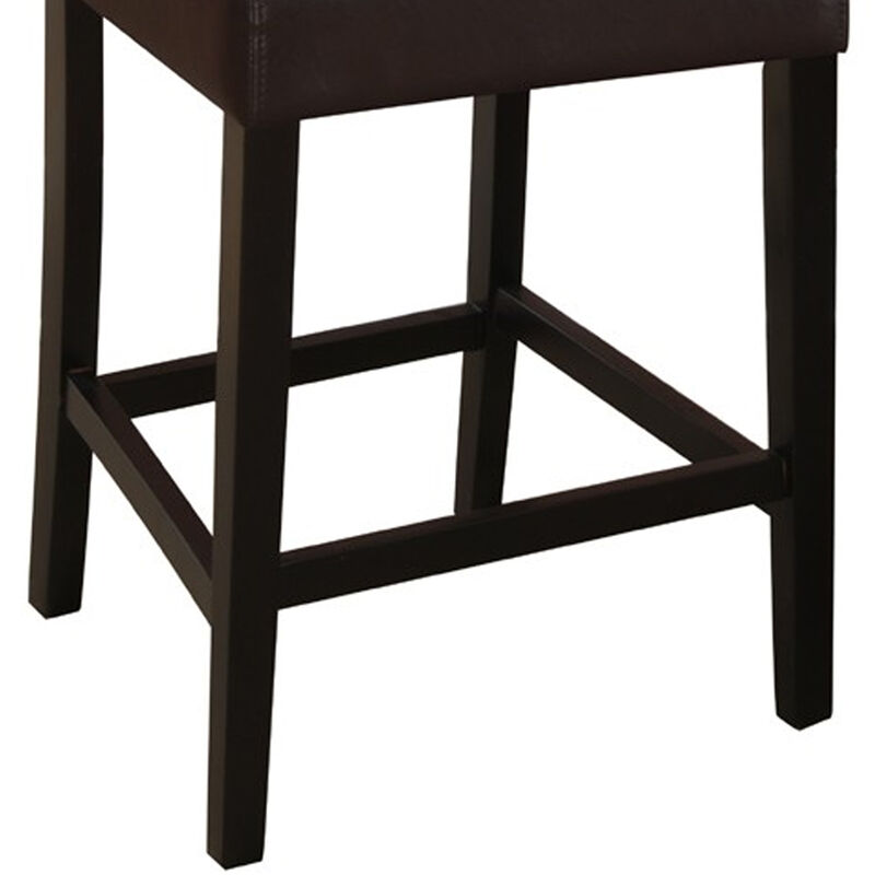 Wooden height chair With Button Tufted Back Set Of 2 Brown - Benzara
