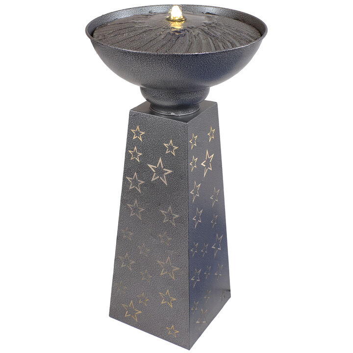 Sunnydaze Starry Sky Galvanized Iron Outdoor Fountain with LEDs - 31.25"
