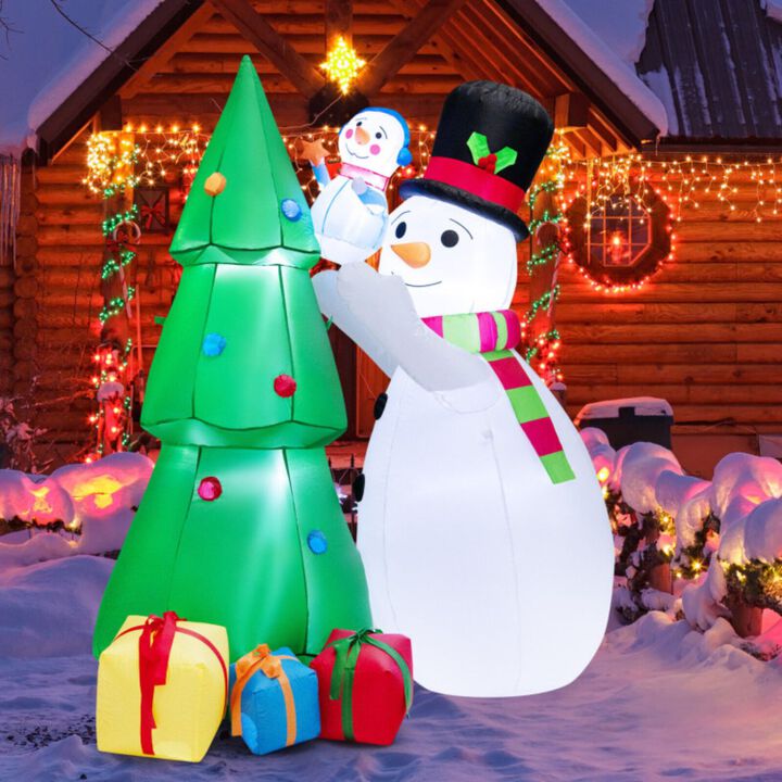 Inflatable Christmas Snowman and Tree Decoration Set with LED Lights