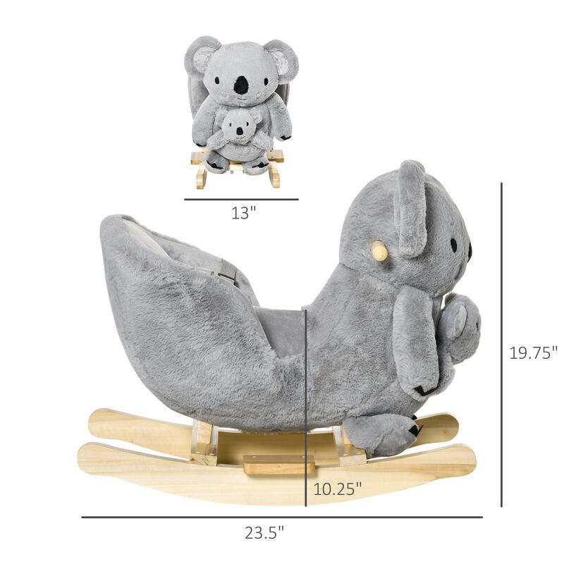 Gray Toddler Toy: Koala Plush Rocking Horse with Sounds