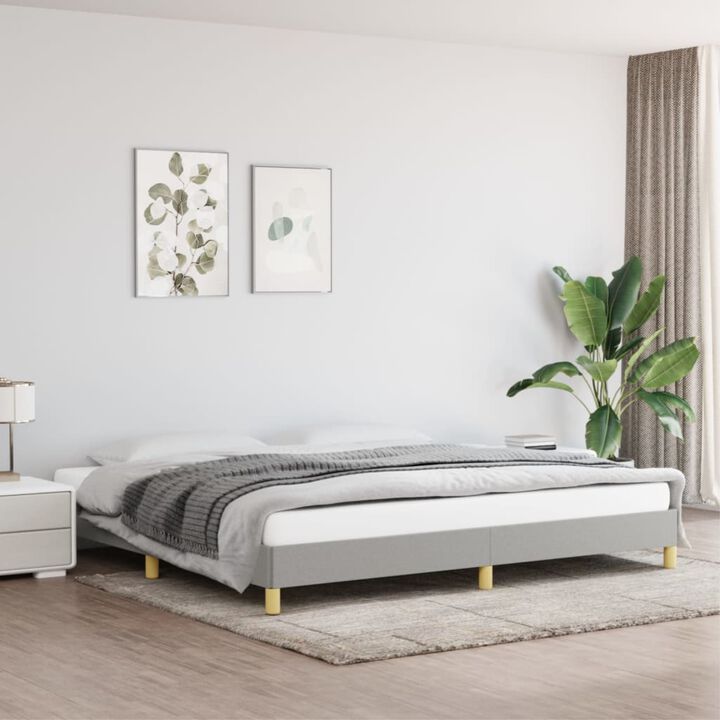 vidaXL Light Gray King-Size Bed Frame - Fabric, Plywood, Engineered Wood Material - Modern Design - Durable Structure - Safe to Use - California Proposition 65 Compliant