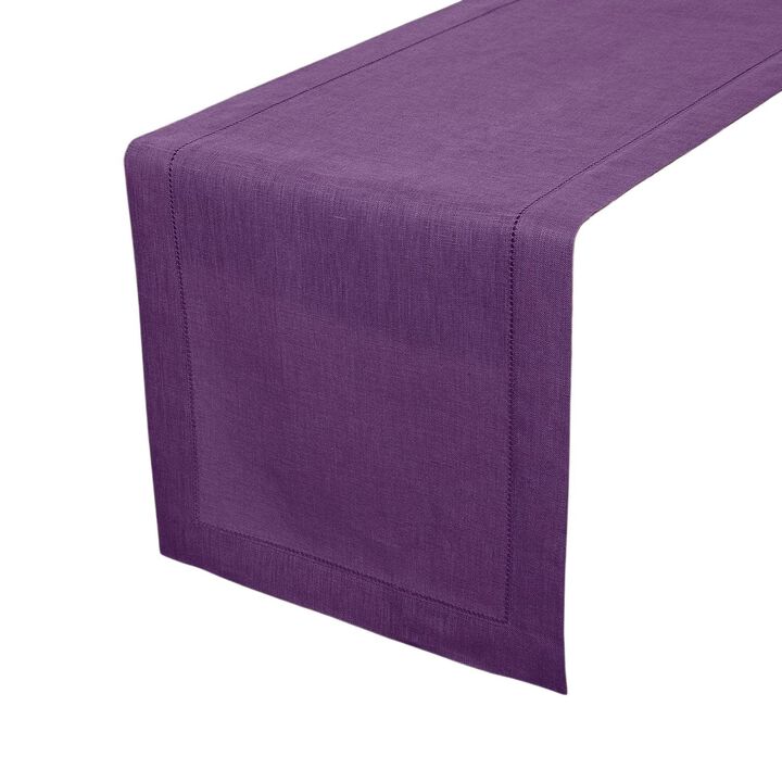 Solino Home 100% Pure Linen Table Runner | Classic Hemstitch for Thanksgiving, Christmas