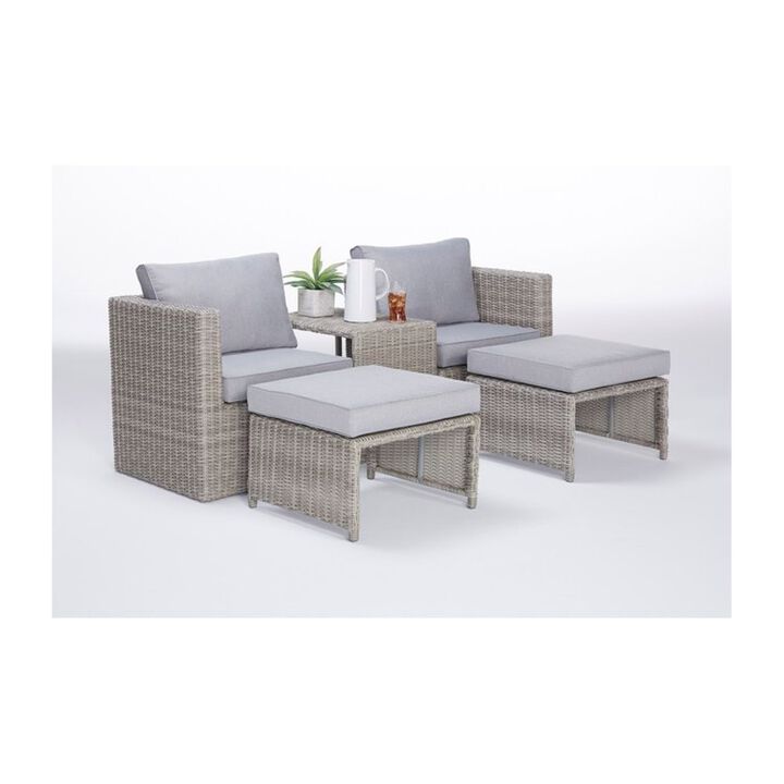 5pc Chairs with Table and Stools Outdoor Patio Set - 30" - Gray