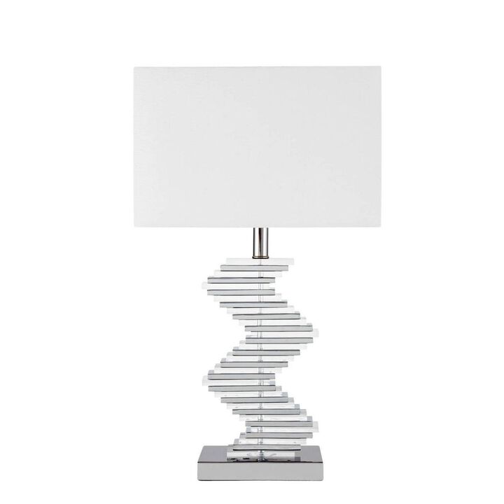 Two Tone Paved Table Lamp Chrome Metal LED Light