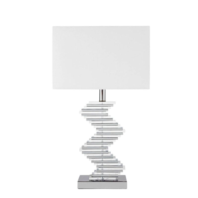 Two Tone Paved Table Lamp Chrome Metal LED Light